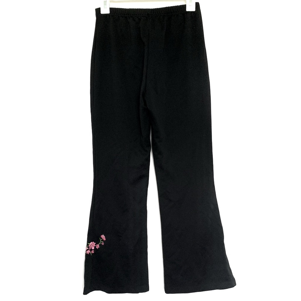Vtg You Babes Womens Wide Leg Pull On Pants Elastic Waist Size XL Emroidered USA